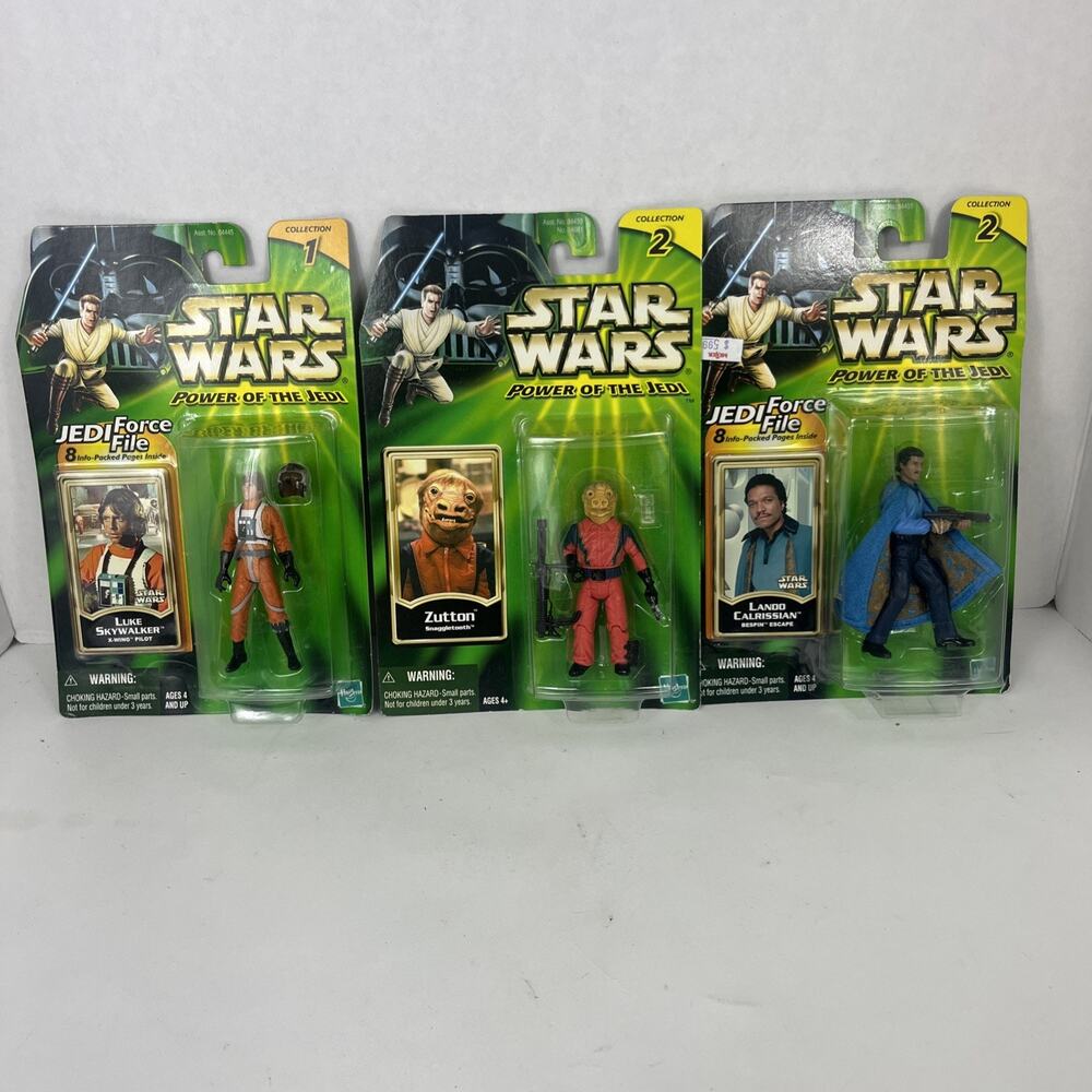 VTG 2000s Hasbro Star Wars Power Of The Jedi Lot , Luke, Lando & Zutton